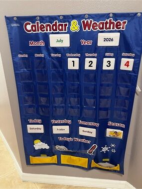 Learning Resources Blue Calendar & Weather Pocket Chart,